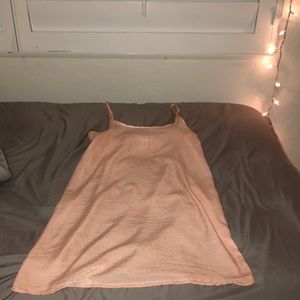 pink silky slip dress